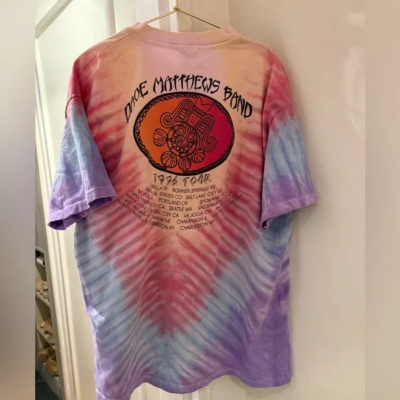 Vintage 90s Dave Matthews Band Tie Dye Tour Tee Single Stitch Size XL - Picture 2 of 3